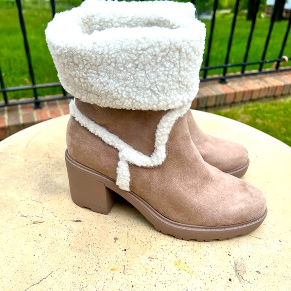 Just Fab Taupe Ellie Trim Supra Trim Lug Sole Boots - Picture 3 of 11